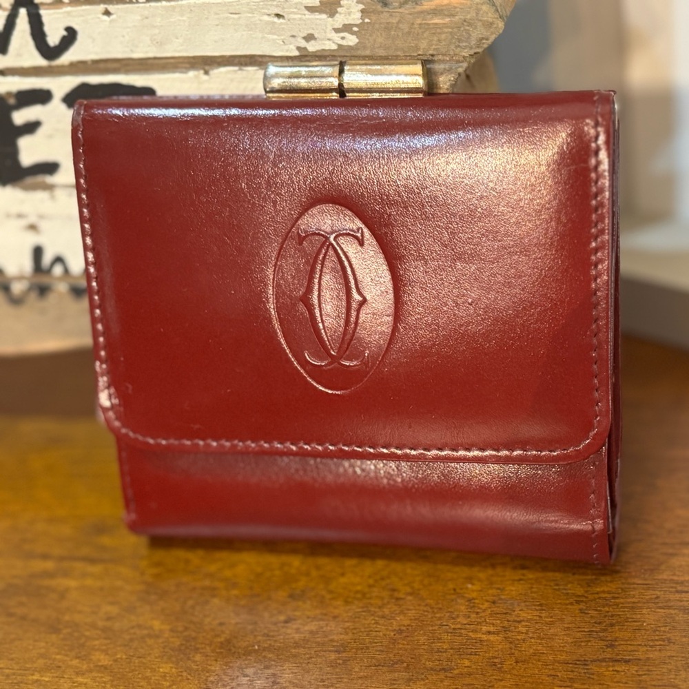 Cartier Must De Cartier rare Kiss lock Wallet, vintage authentic with ID holder